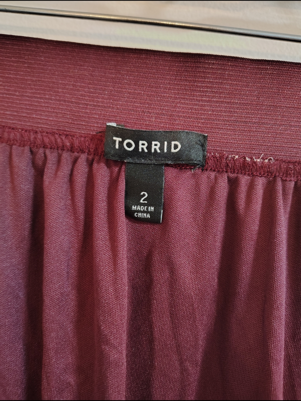 Torrid Burgundy Floral Midi Skirt with Pink Roses - Picture 2 of 5